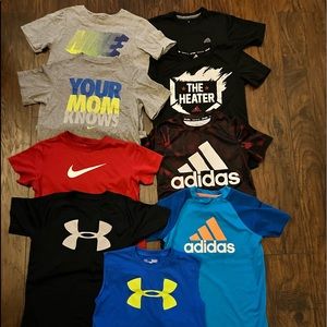 Boys Size S lot of 9 shirts - under armor, Nike, adidas